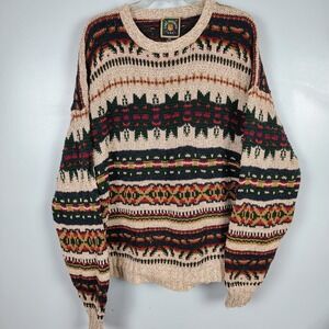 Lake Harmony Mens XL Fair Isle Knit Sweater Multicolor Cotton Gorpcore Heritage